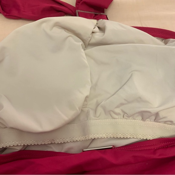 MICHAEL KORS fuchsia pink size 12 swimsuit one piece with metal accent halter - Picture 12 of 12